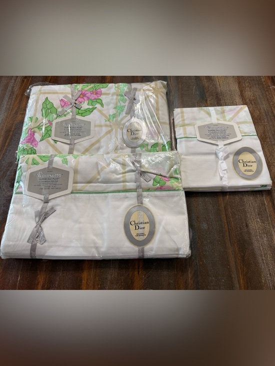 Dior Other - Christian Dior Wamsutta VTG Floral 200 Thread Count Percale Queen Sheet Set NOS